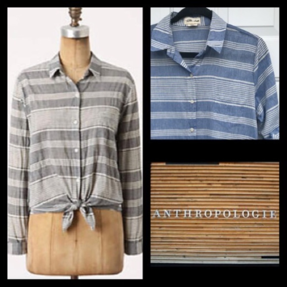 Anthropologie Lil’s Closet Striped Chambray Top
